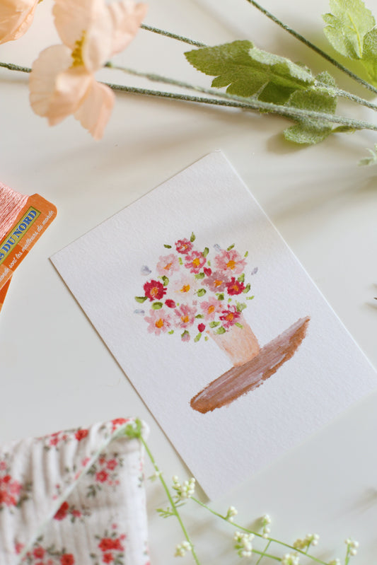 Illustration « Le bouquet » — impression dessin pastels à l'huile