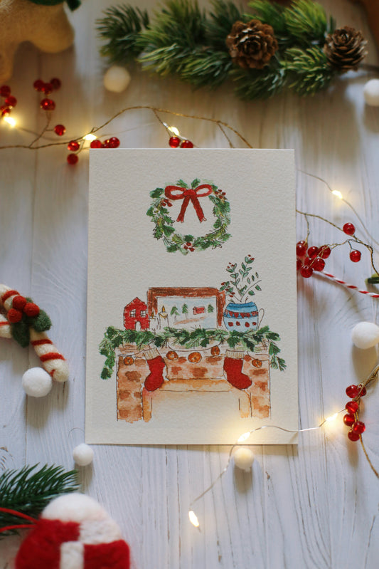 Illustration « La cheminée de Noël » - version blanc