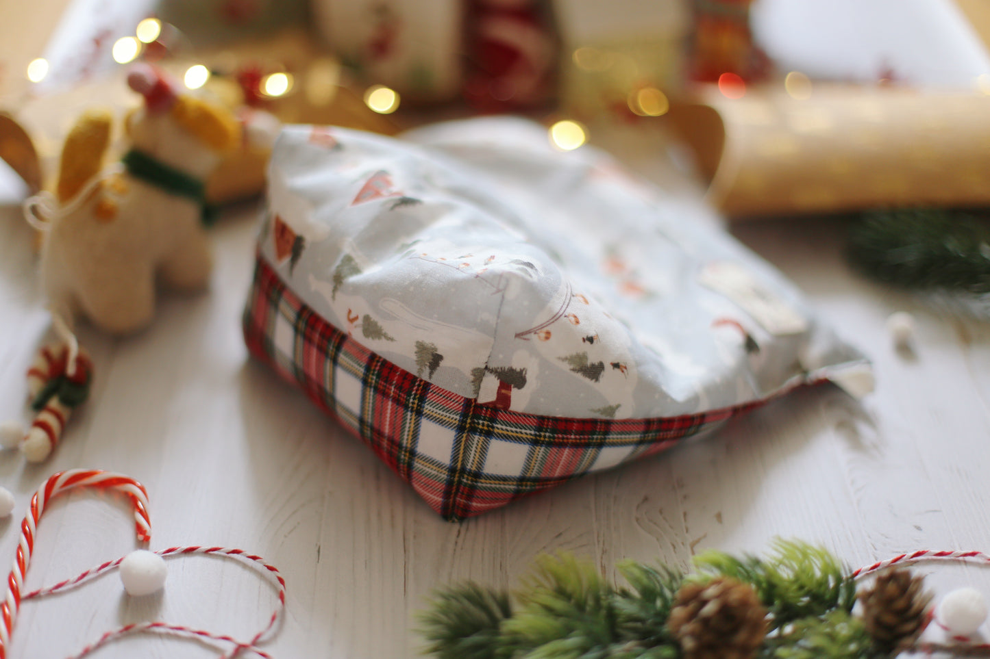 Doucette, coussin de lecture « La bibliothèque secrète de Noël de Jenny Colgan »