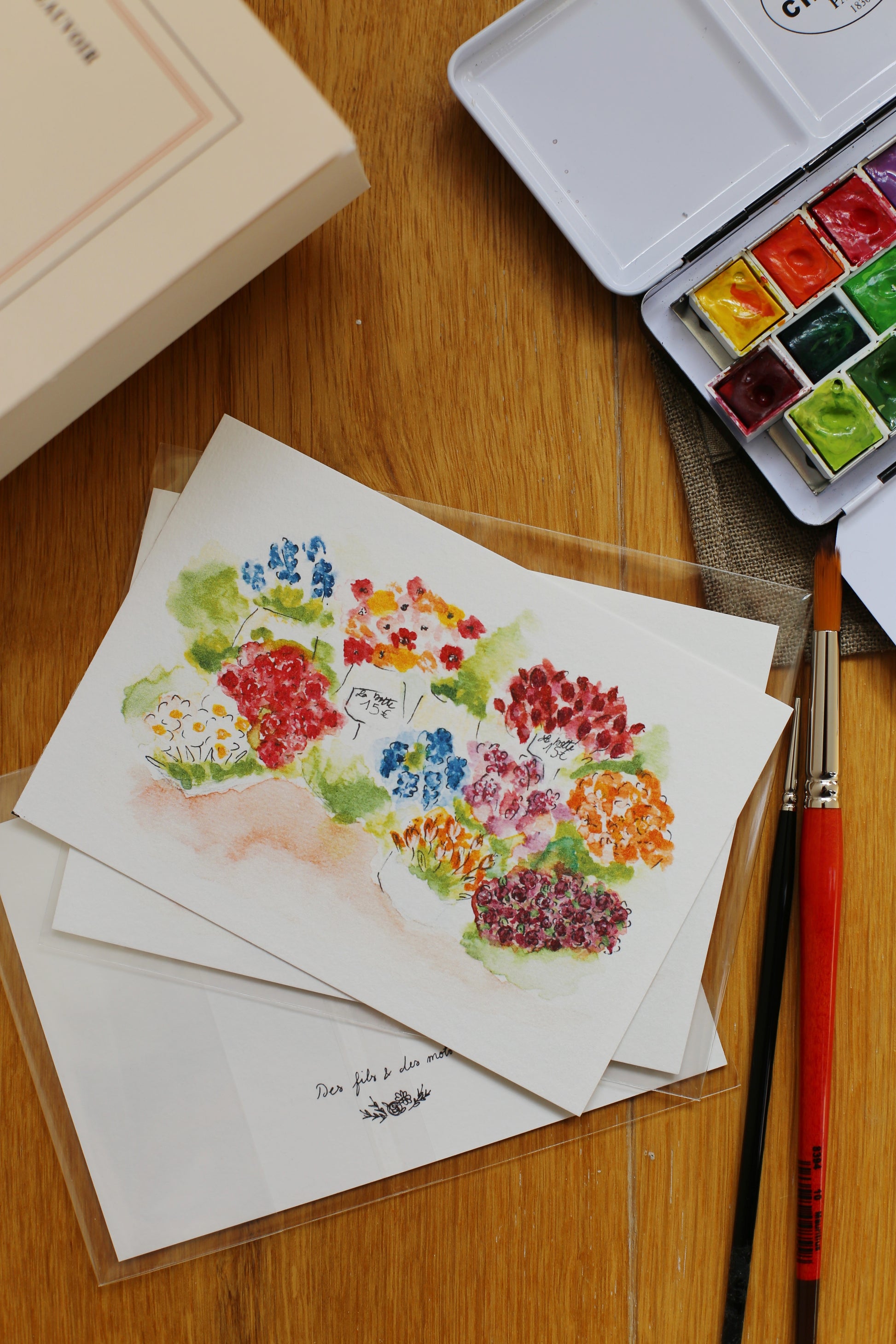 Illustration « La marchande de fleurs » - Des fils et des mots 