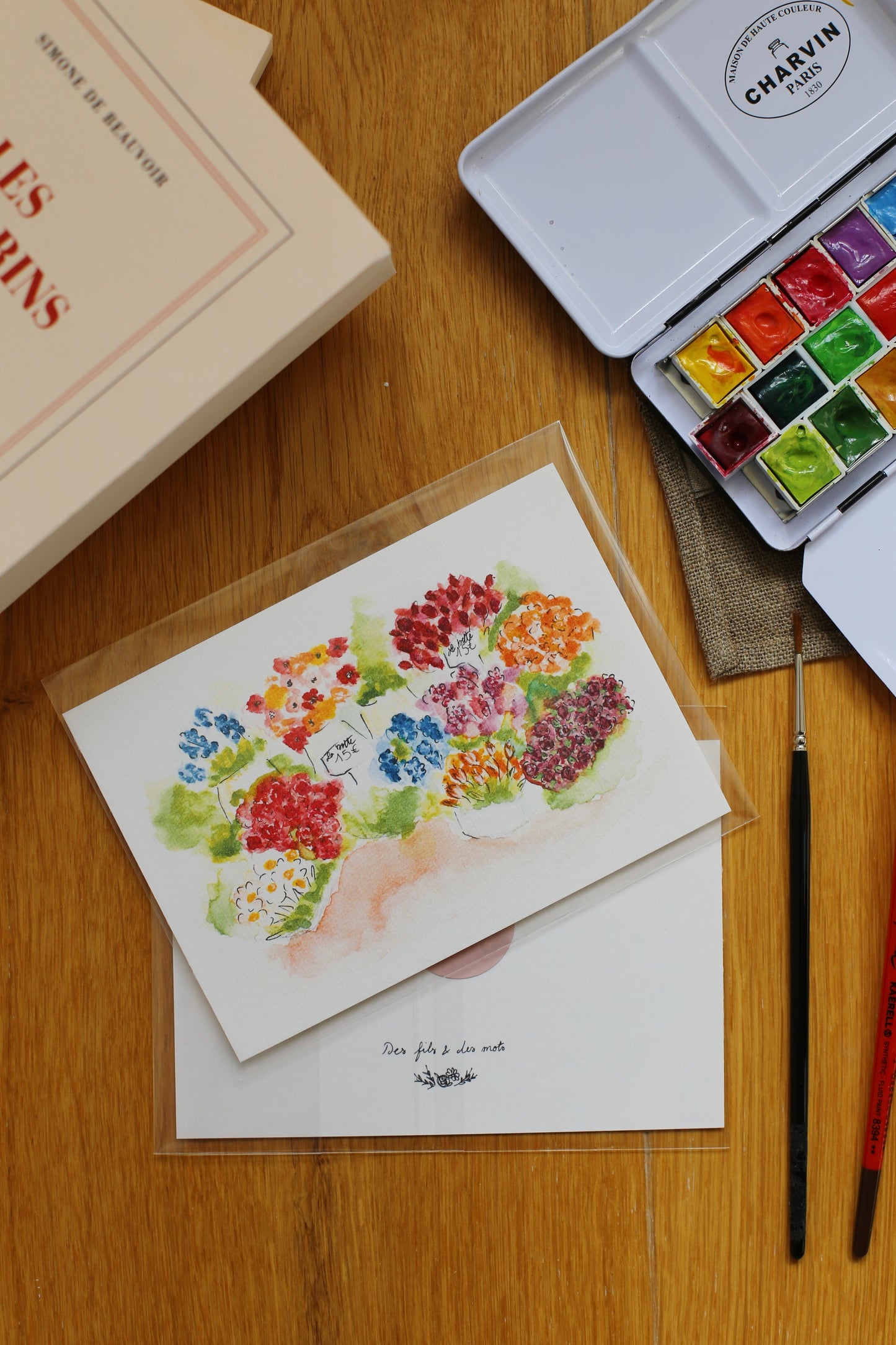 Illustration « La marchande de fleurs » - Des fils et des mots 