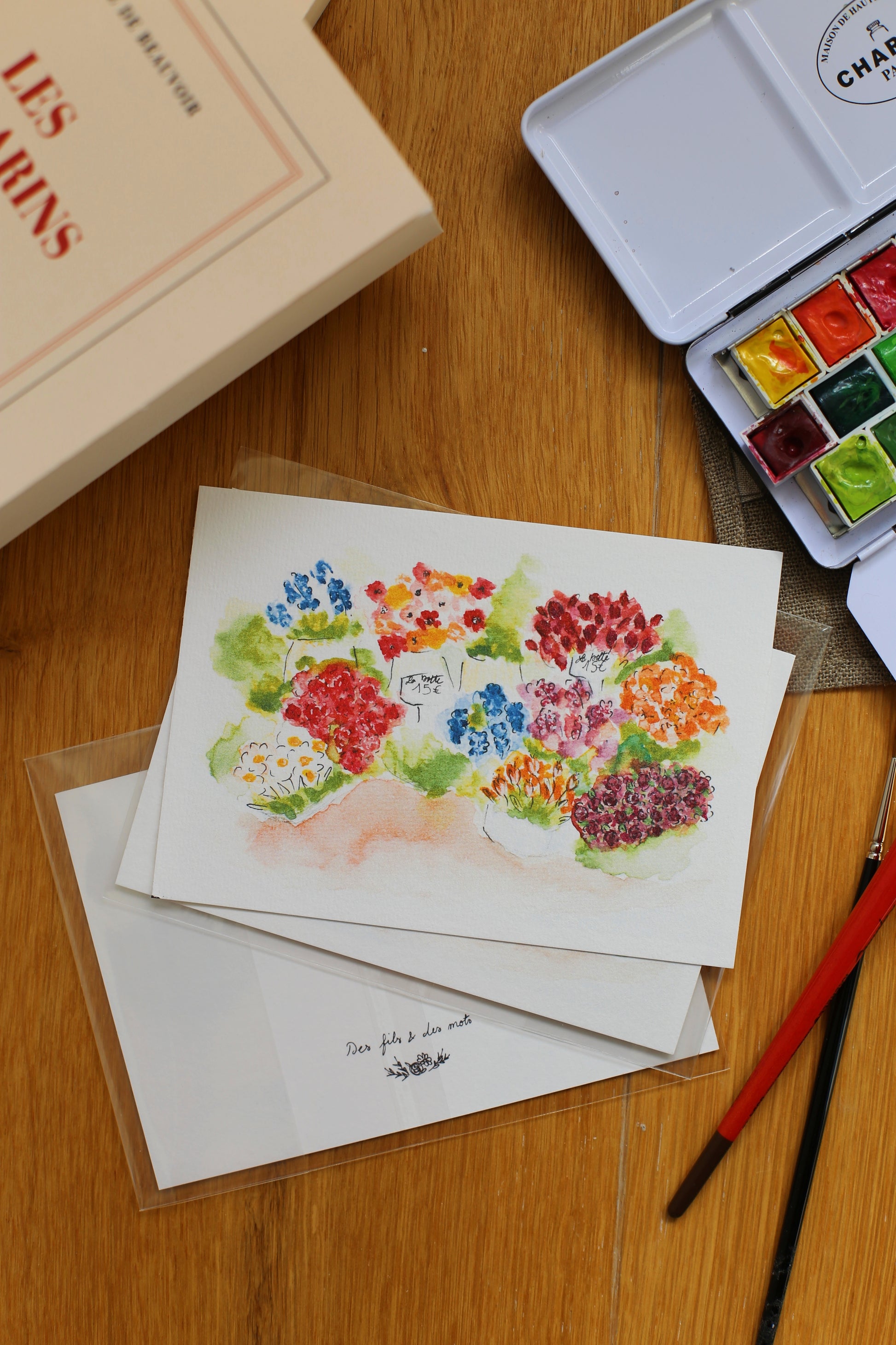 Illustration « La marchande de fleurs » - Des fils et des mots 