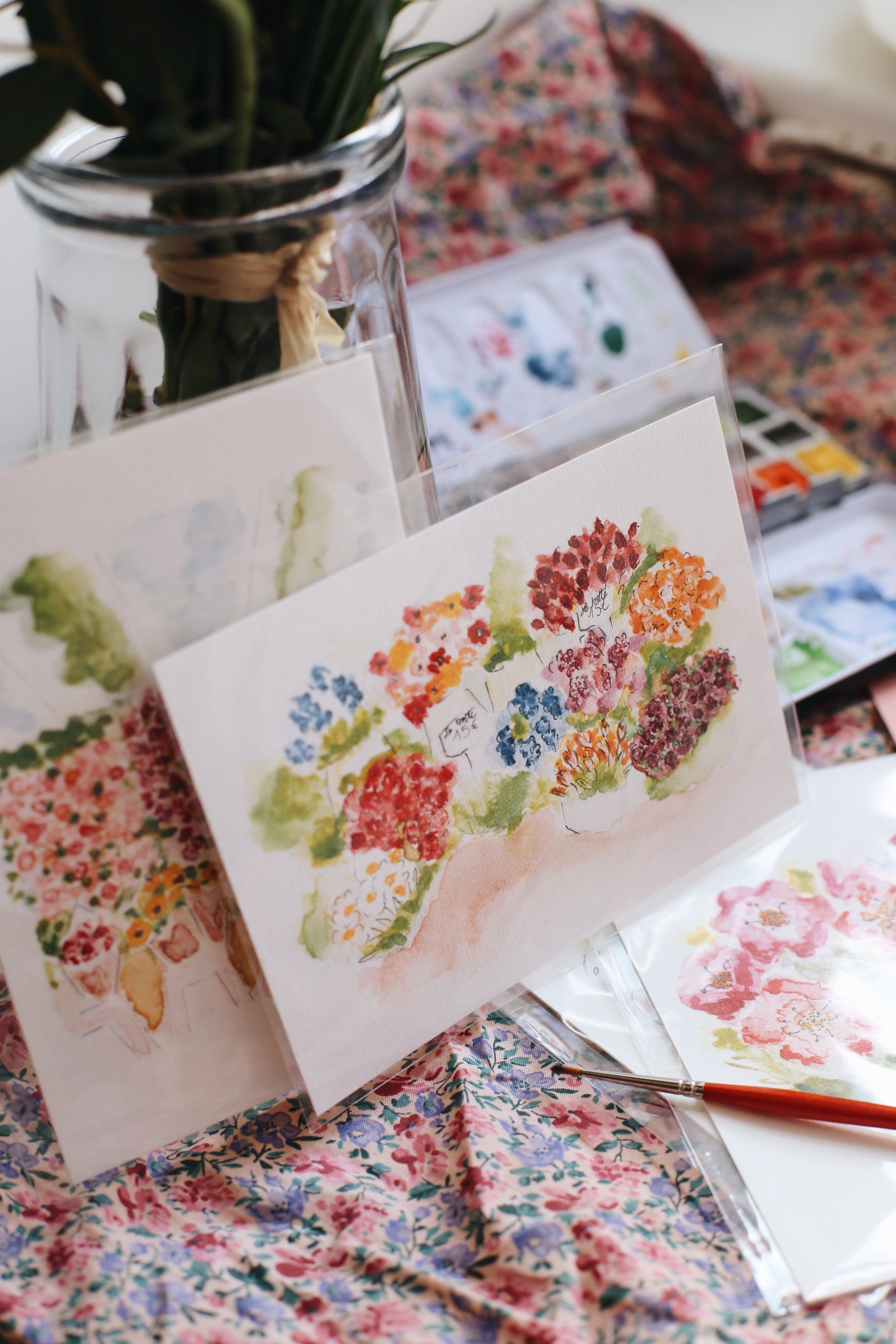 Illustration « La marchande de fleurs » - Des fils et des mots 