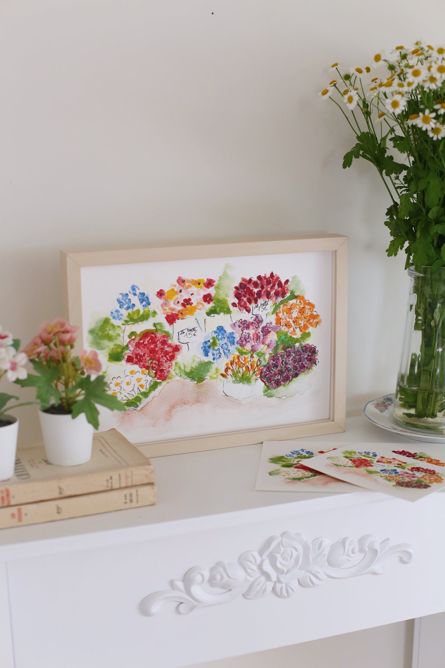 Illustration « La marchande de fleurs » - Des fils et des mots 