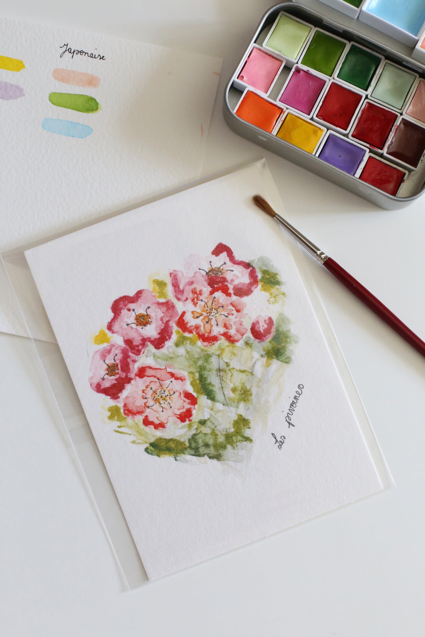 Illustration « Les pivoines » - Des fils et des mots 