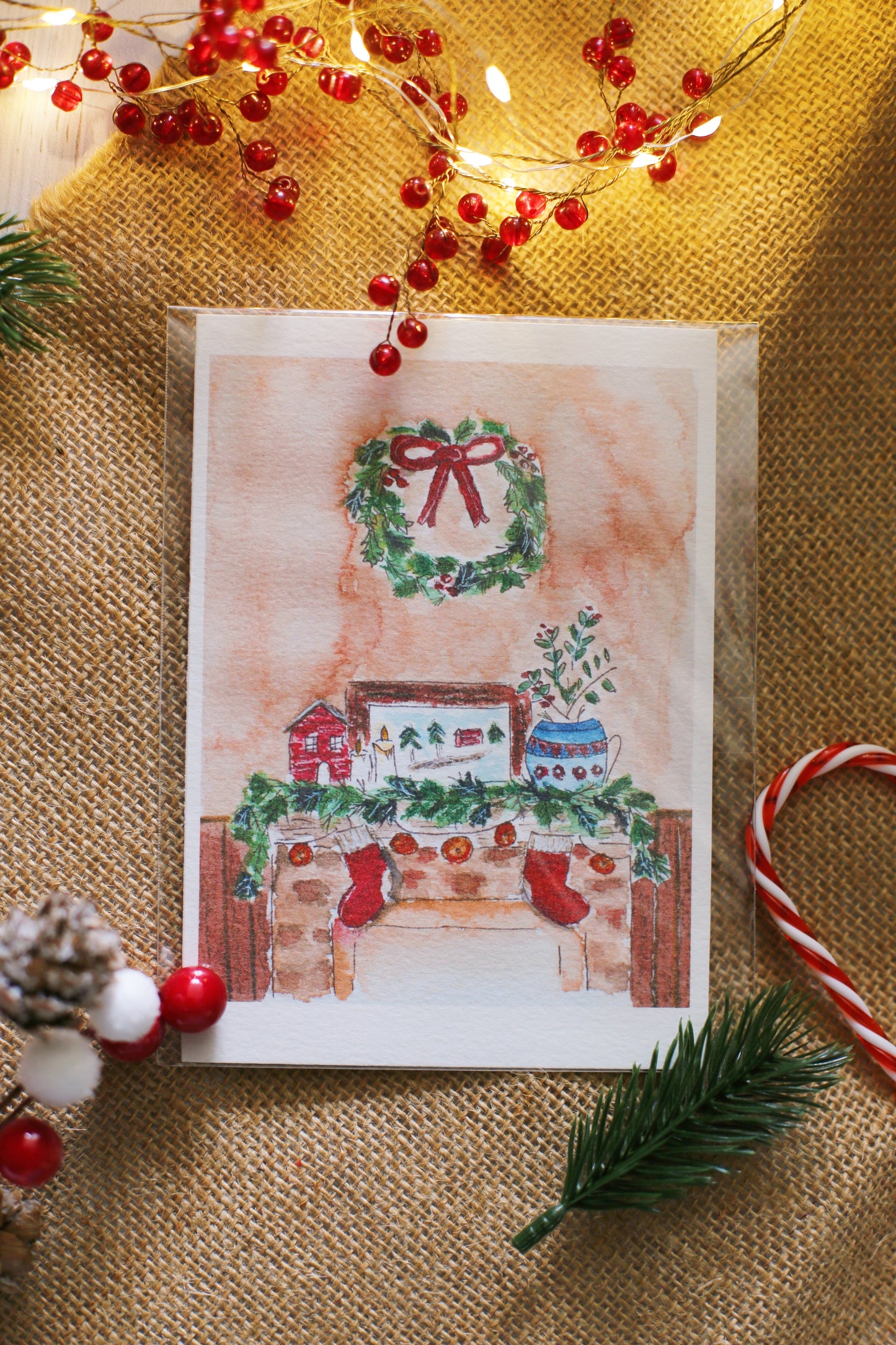 Illustration « La cheminée de Noël » - Des fils et des mots 