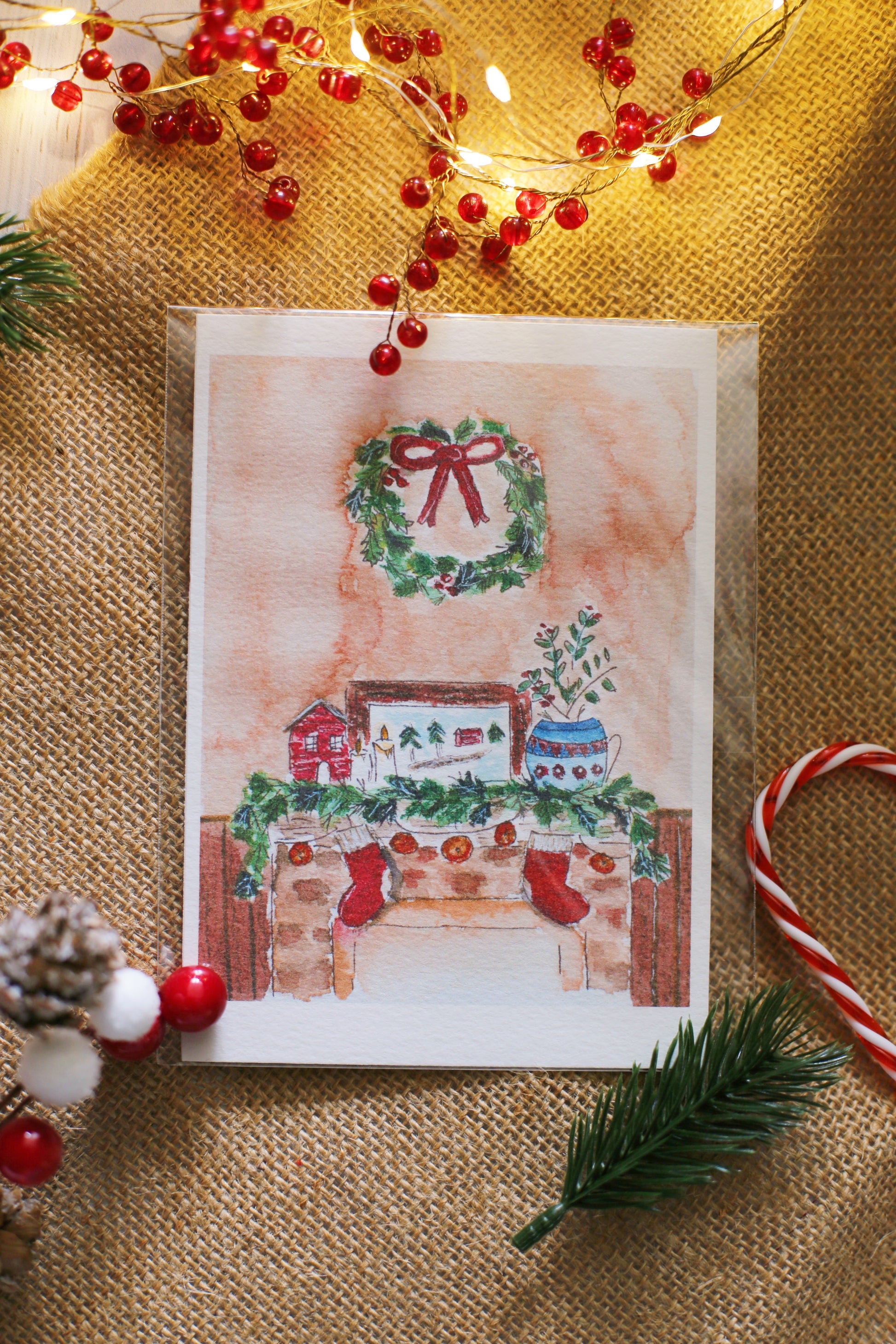 Illustration « La cheminée de Noël » - Des fils et des mots 